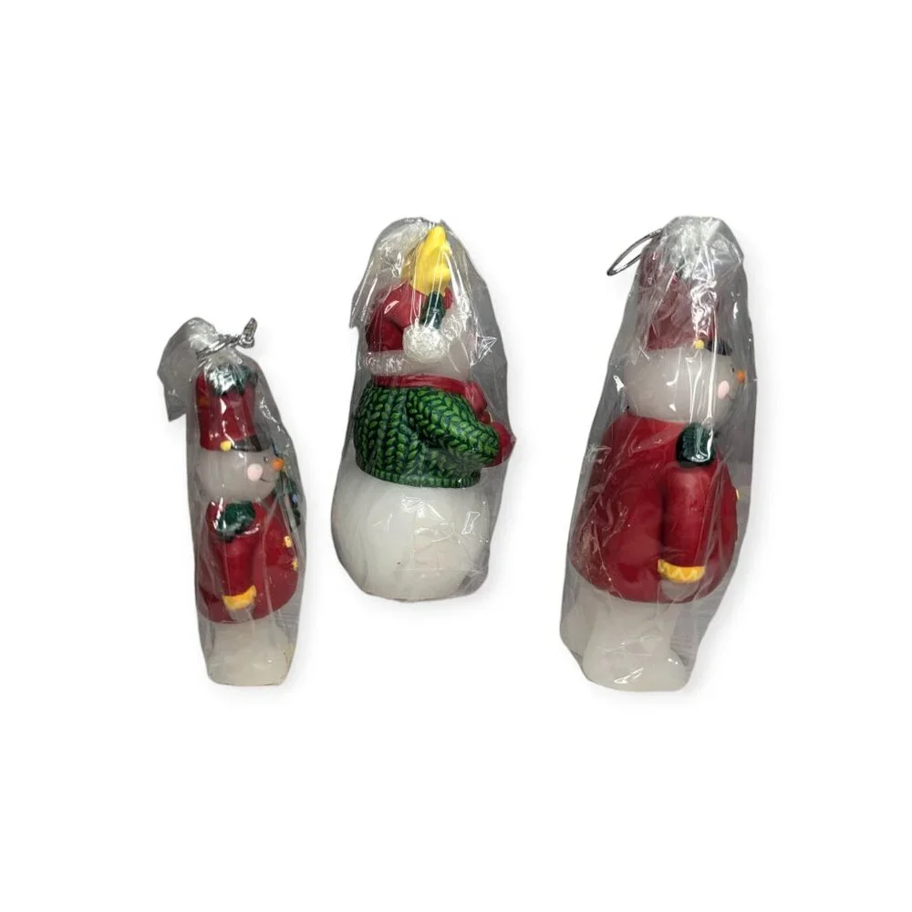 The White Barn Candle Co Snowmen Figural Candles Set of 3 Unopened